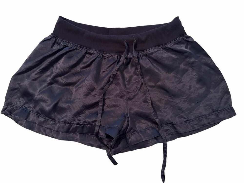 PJ Harlow Mikel Satin Lounge Shorts Large Black Drawstring Pajama Sleepwear
